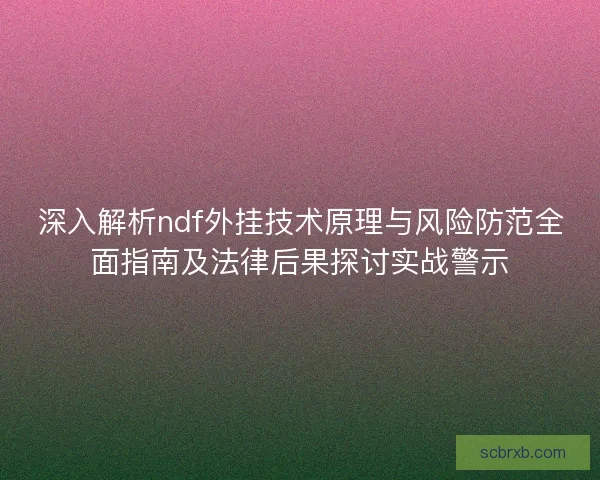 深入解析ndf外挂技术原理与风险防范全面指南及法律后果探讨实战警示