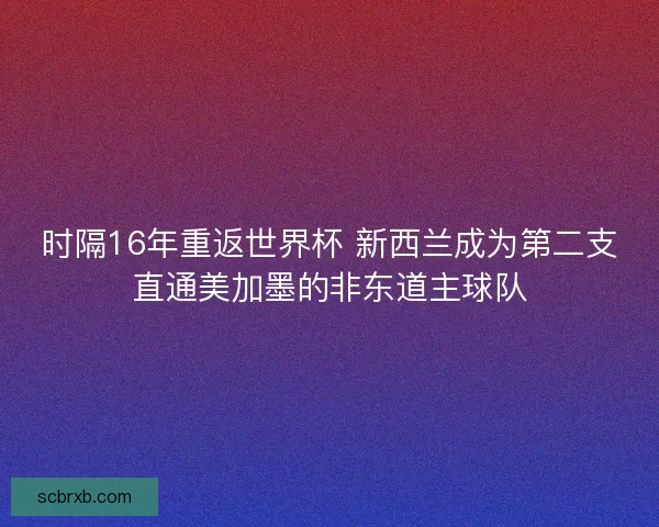 时隔16年重返世界杯 新西兰成为第二支直通美加墨的非东道主球队